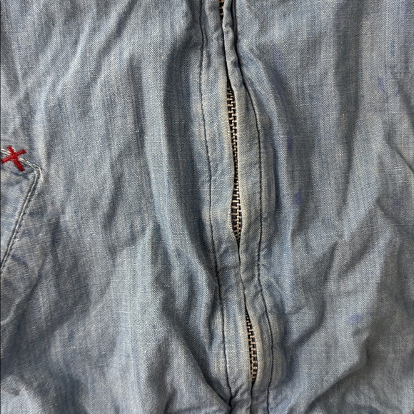 Vintage Reversible Chambray Denim Pinstripe Cow Patch Zip Jacket Kids - Picture 6 of 15